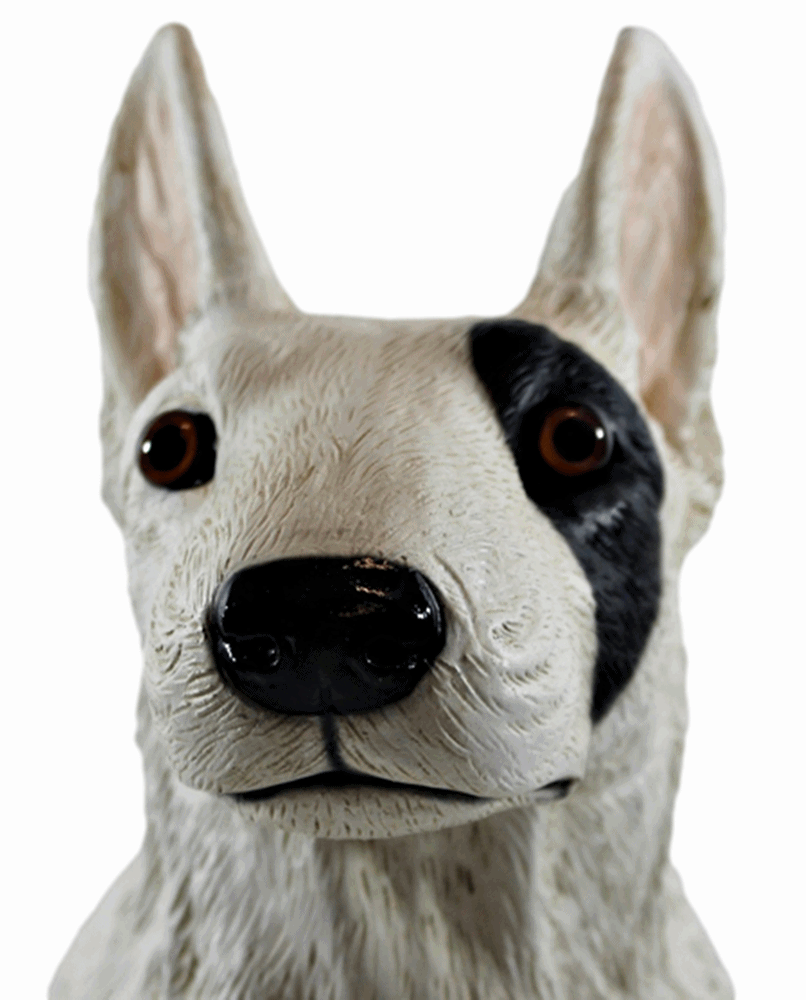 Deko Figur Hund Bull Terrier Hundefigur sitzend weiß Kollektion Castagna aus Resin Höhe 32 cm