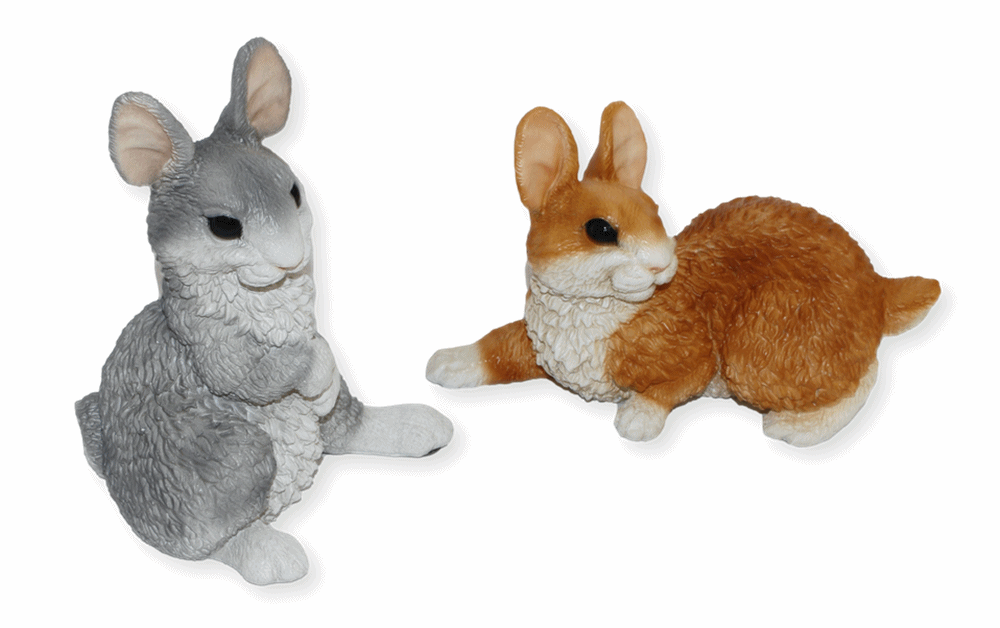 Deko Figur Hasen sitzend und liegend Kollektion Castagna aus Resin/ Kunststein H 16-22 cm Tierfigur