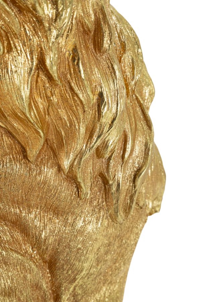 Dekofigur Löwe mit Krone sitzend Tierfigur  Skulptur stolzer Löwenkönig Shanti in edlem Gold H 74 cm