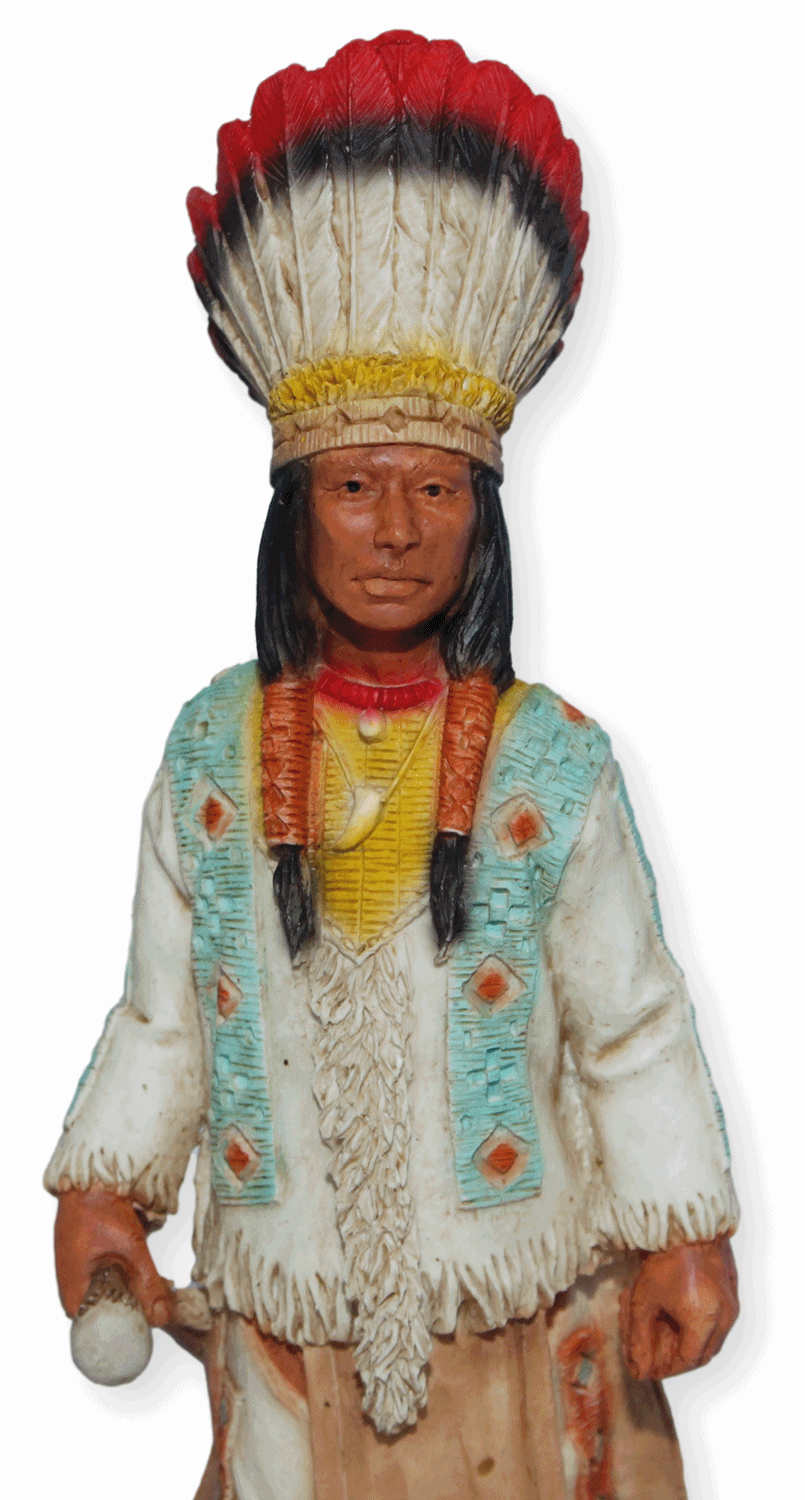 Indianerfigur Indianer Jicarilla Apache H 19 cm mit Kopfschmuck Native American Castagna