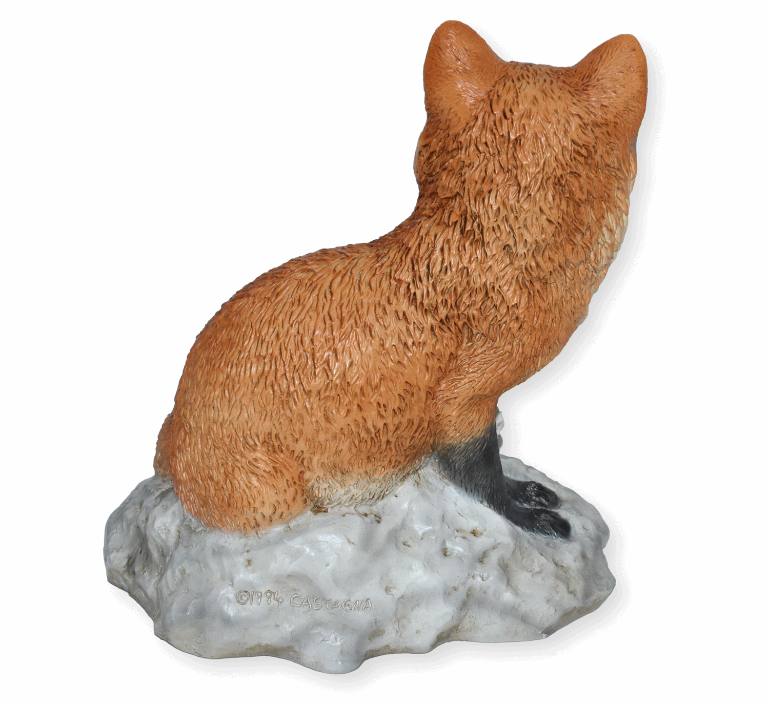 Deko Figur Fuchs sitzend auf Fels Kollektion Castagna aus Resin H 24 cm Tierfigur