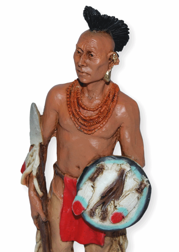 Indianerfigur Indianer Häuptling Black Hawk Native American H 16 cm stehend mit Speer und Schild