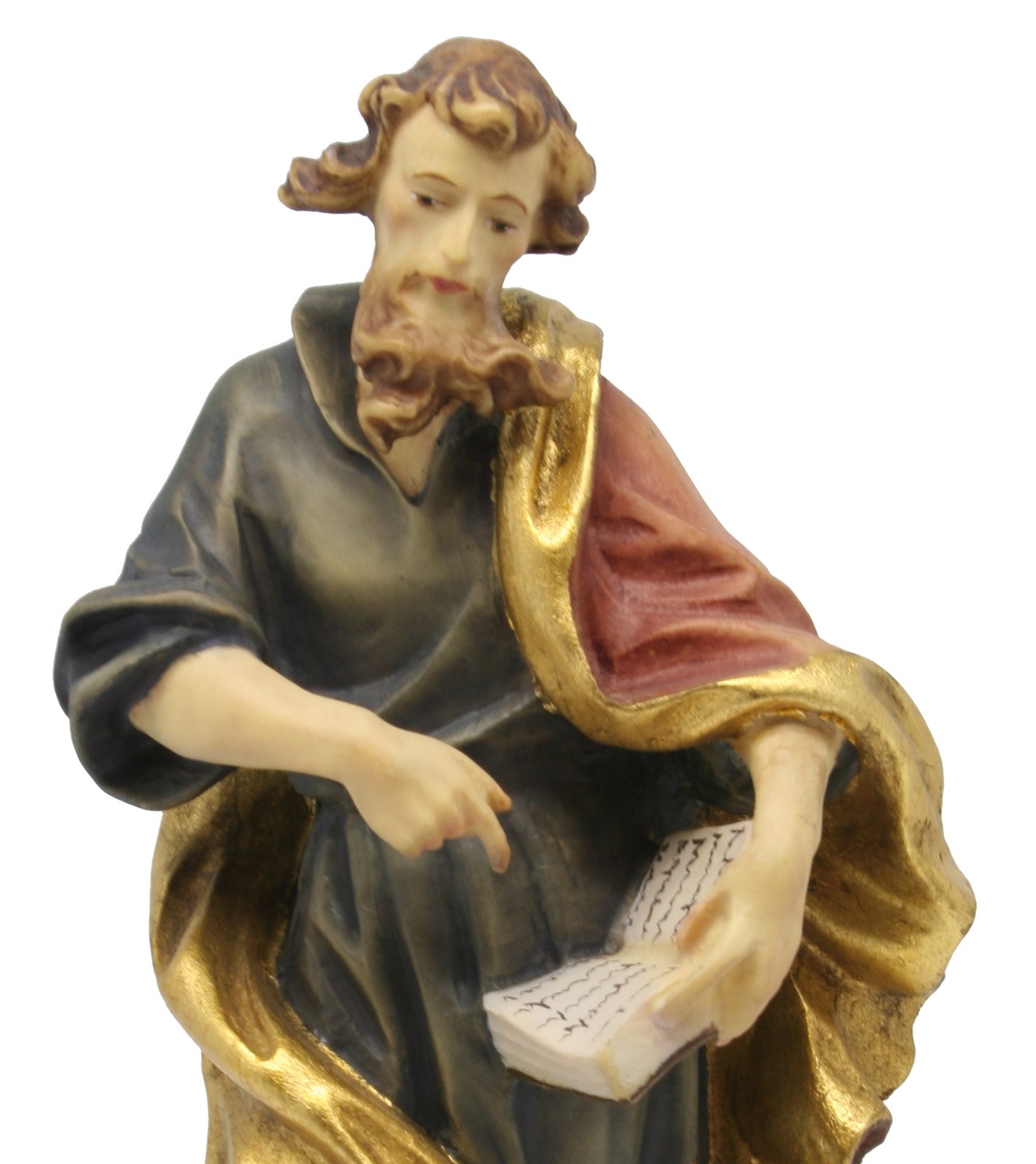 Heiligenfigur Heiliger Matthäus H 15 cm Apostel Krippenfigur Holzfigur Schutzpatron aus Ahornholz