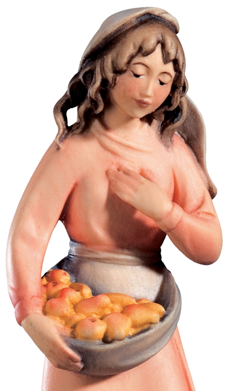 Krippenfigur Leonardo Kollektion Hirtin Holzfigur Holzstatue Krippe Statue aus Ahornholz