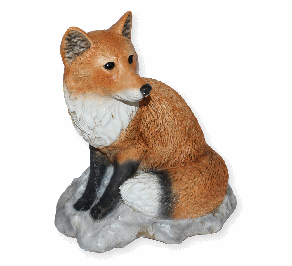 Deko Figur Fuchs sitzend auf Fels Kollektion Castagna aus Resin H 24 cm Tierfigur