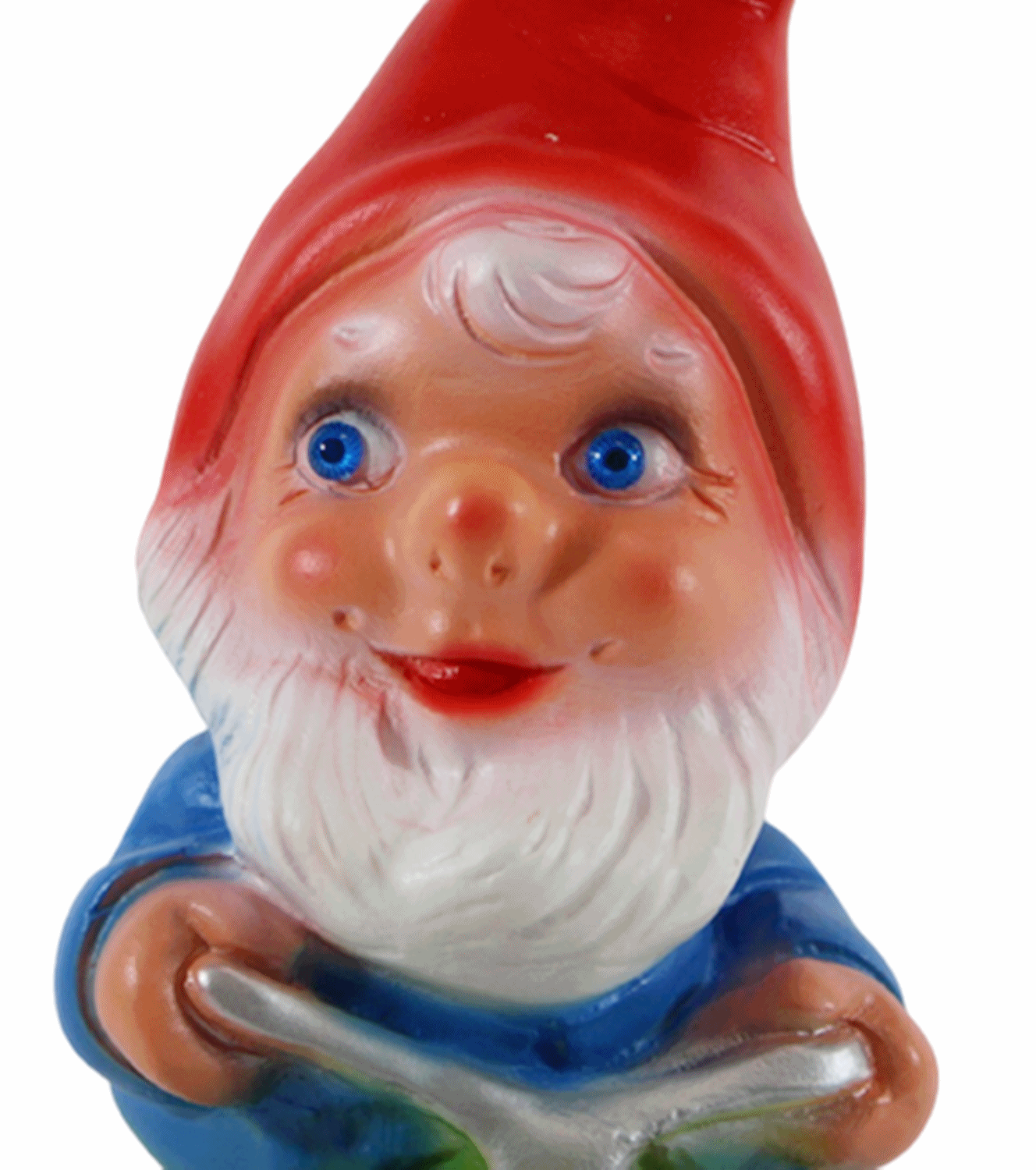 Gartenzwerg Deko Garten Figur Zwerg Gärtner mit Rasenmäher stehend aus Kunststoff Höhe 19 cm