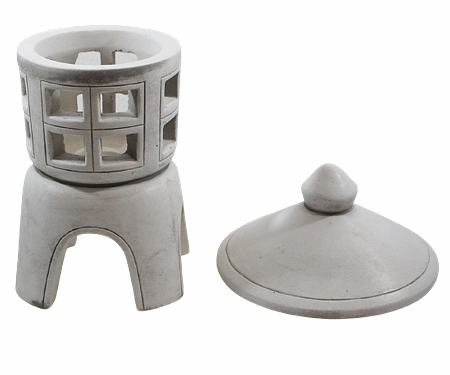 Beton Figuren japanische Laternen H 23/32 cm 2-er Satz 2-teilig für Teelicht geeignet