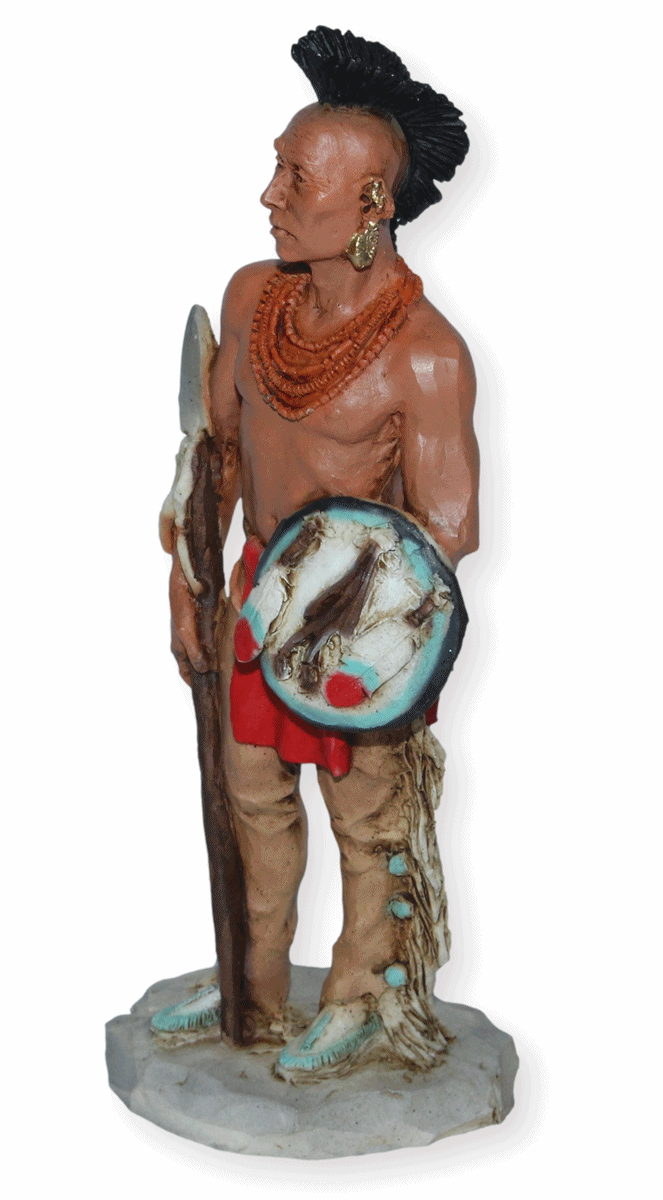 Indianerfigur Indianer Häuptling Black Hawk Native American H 16 cm stehend mit Speer und Schild