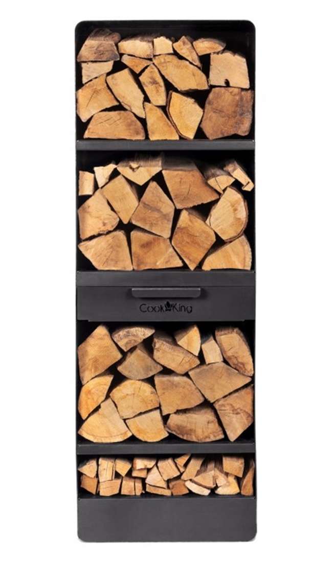 Kaminholzregal "Vento" H 120 cm Holzregal für Kaminholz Kaminholzablage aus Stahl Kaminholzständer