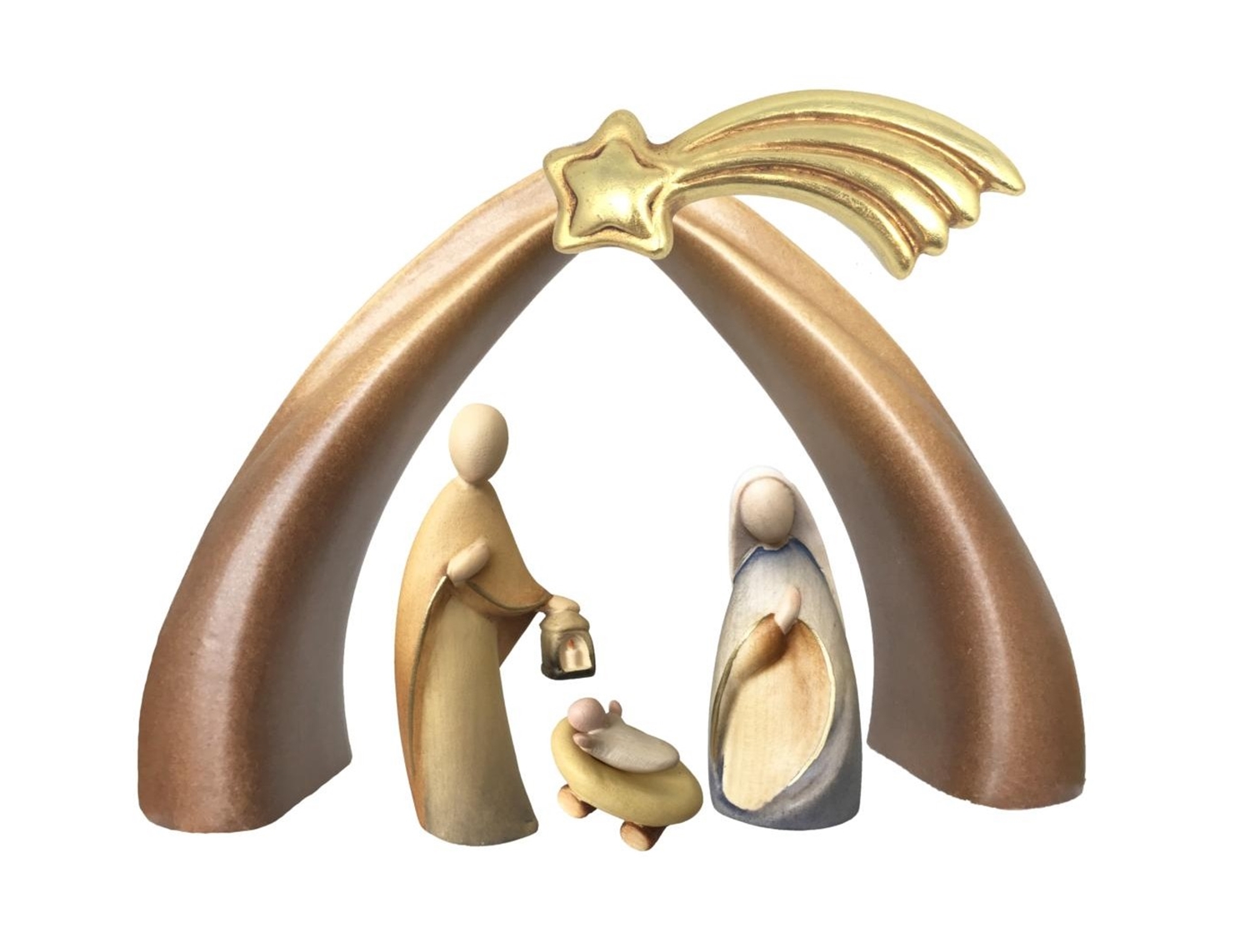 Krippe mit Krippenfiguren Stella Kollektion 17Teilig H 8 cm Heiligenfigur Holzfigur Holzstatue Ahorn