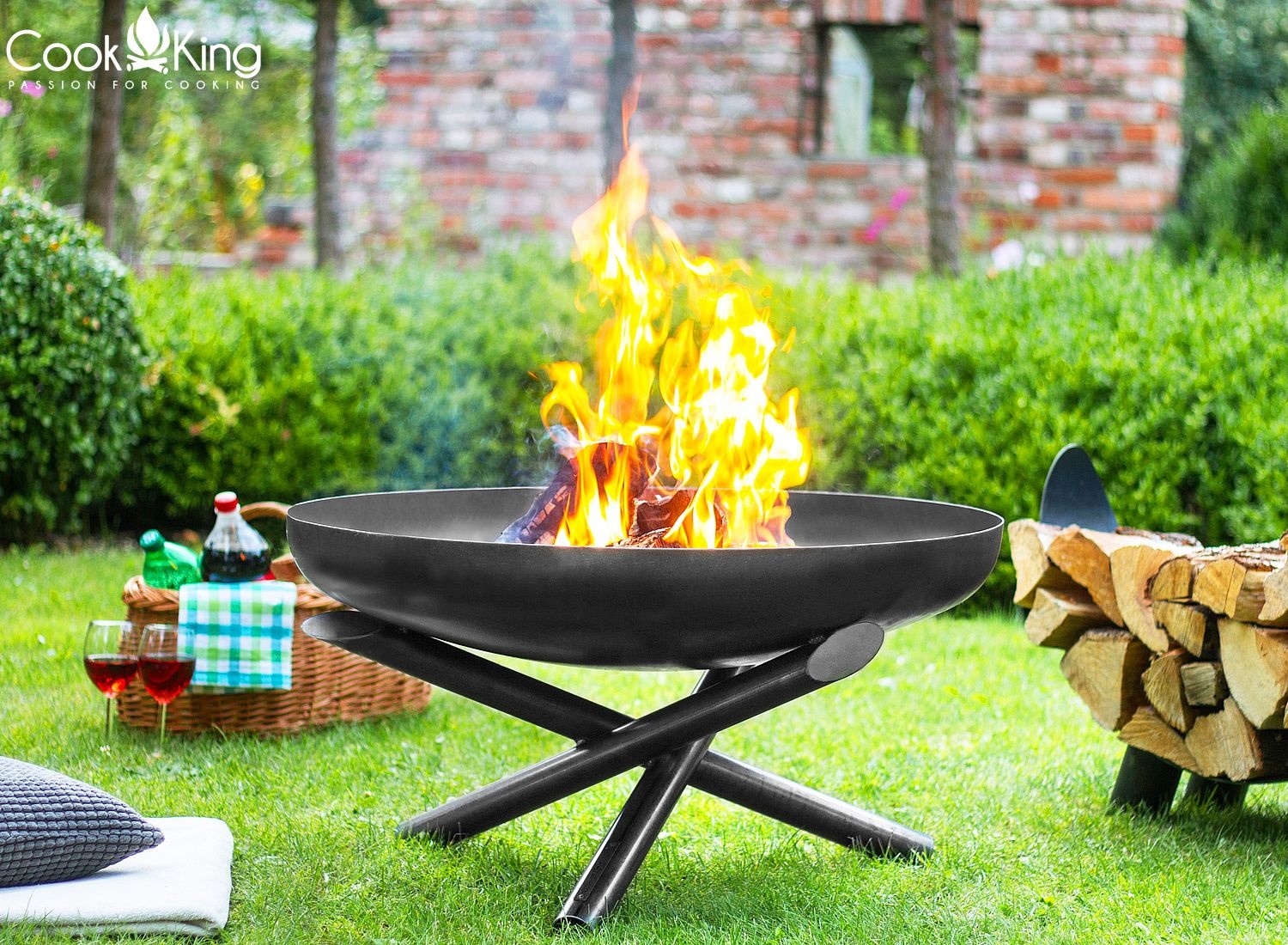 Feuerschale "Indiana" Ø 100 cm Feuerstelle für Garten aus Stahl Feuerkorb als Wärmequelle oder Grill