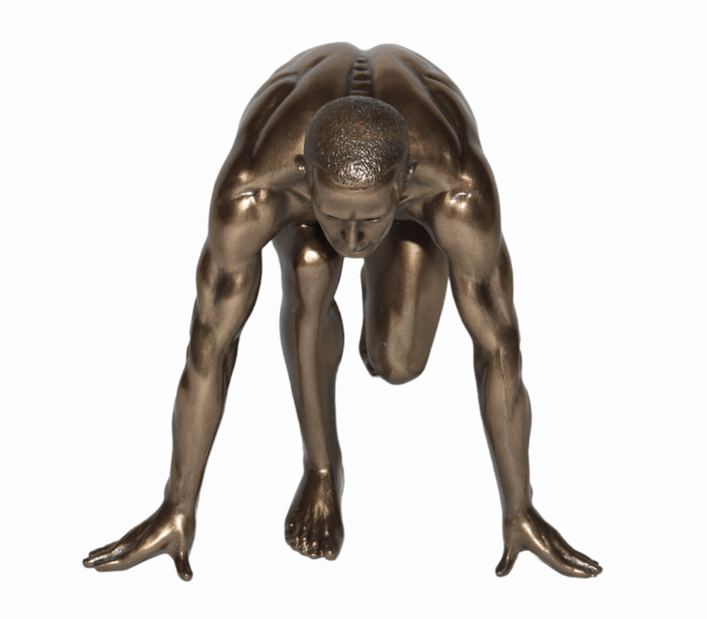 Deko Figur Body Talk Kollektion Nackter Mann kniend H 13 cm Athlet Läufer Startposition Skulptur