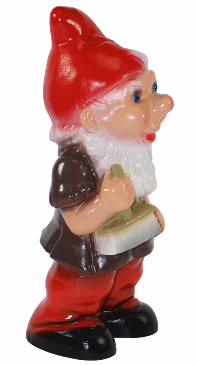 Gartenzwerg Deko Garten Figur Zwerg Maler stehend mit Pinsel in der Hand aus Kunststoff H 29 cm