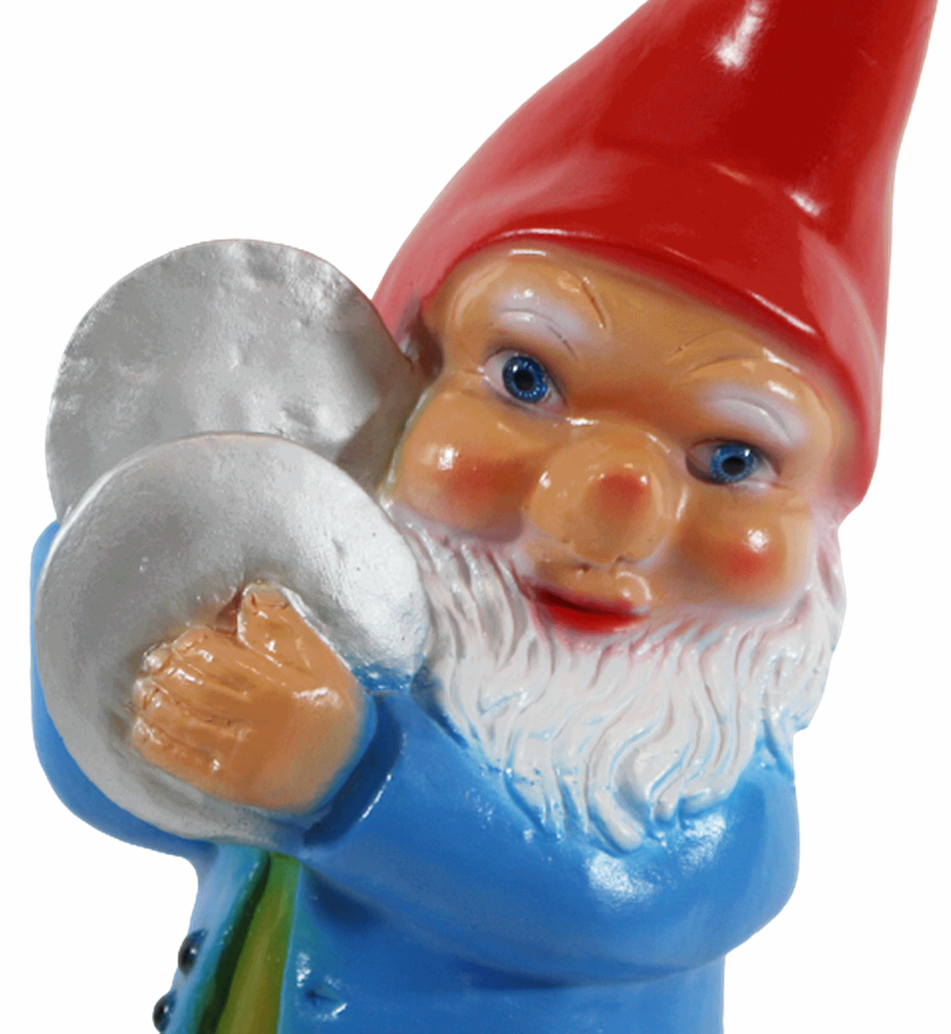 Gartenzwerg Deko Garten Figur Zwerg Musiker stehend mit Becken in den Händen aus Kunststoff H 35 cm