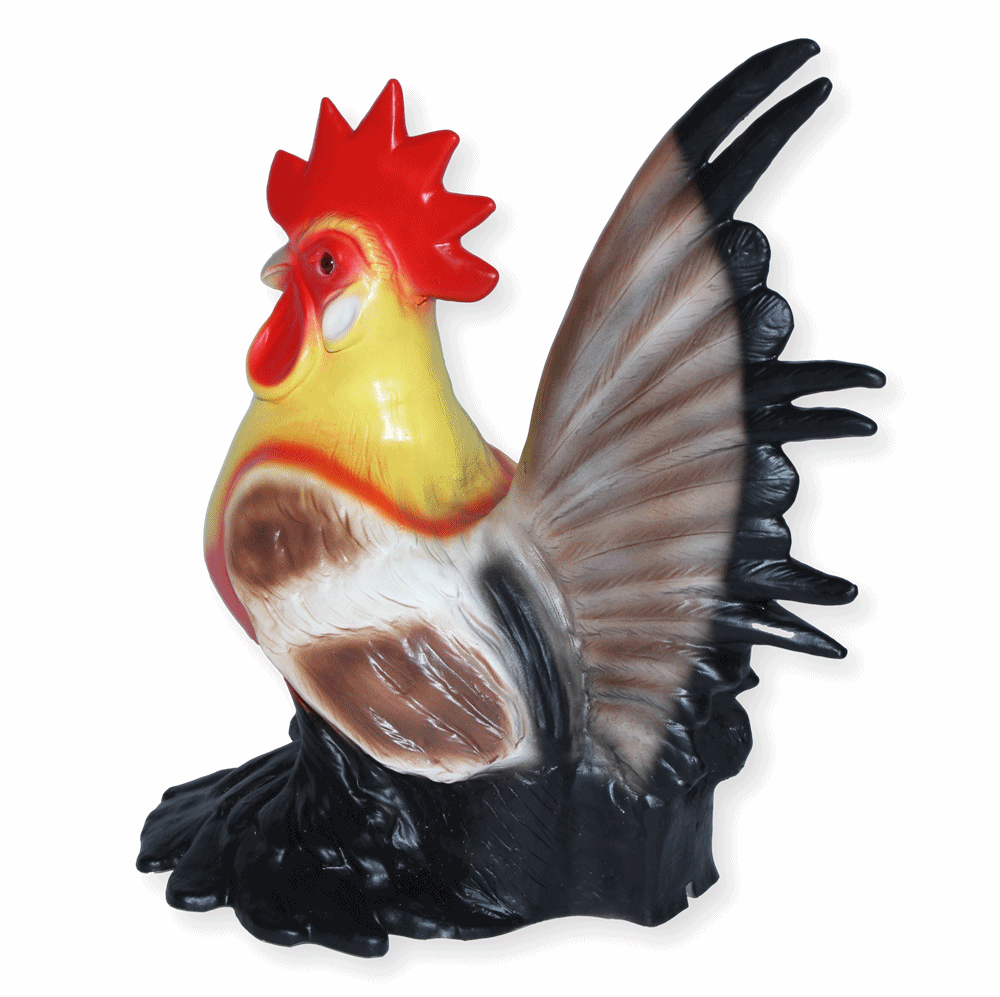Deko Garten Figur Dekofigur Gartenfigur Tierfigur bunter Hahn stehend aus Kunststoff Höhe 30 cm