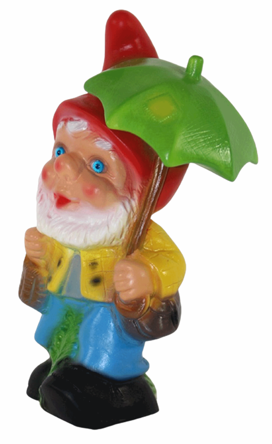 Gartenzwerg Deko Garten Figur Zwerg mit Regenschirm und Korb stehend aus Kunststoff H 18 cm