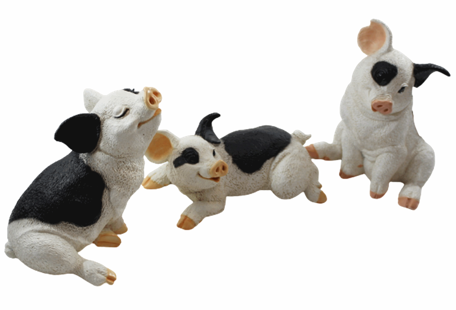 Dekofigur Tierfigur Ferkel Schweinchen 3-er Satz natur Kollektion Castagna aus Resin H 10-22 cm