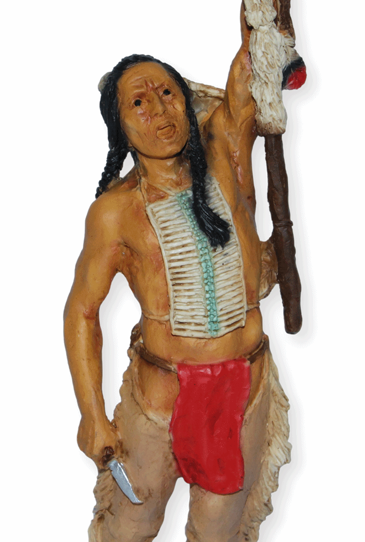 Indianerfigur Indianer Anführer Crazy Horse Tashinka Witko Skulptur H 23 cm stehend