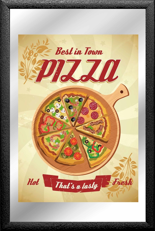 Set: 2 Spiegelbilder Italian Food Pizza Käse Pasta 30x20 cm Hinterglasdruck mit schwarzem Rahmen