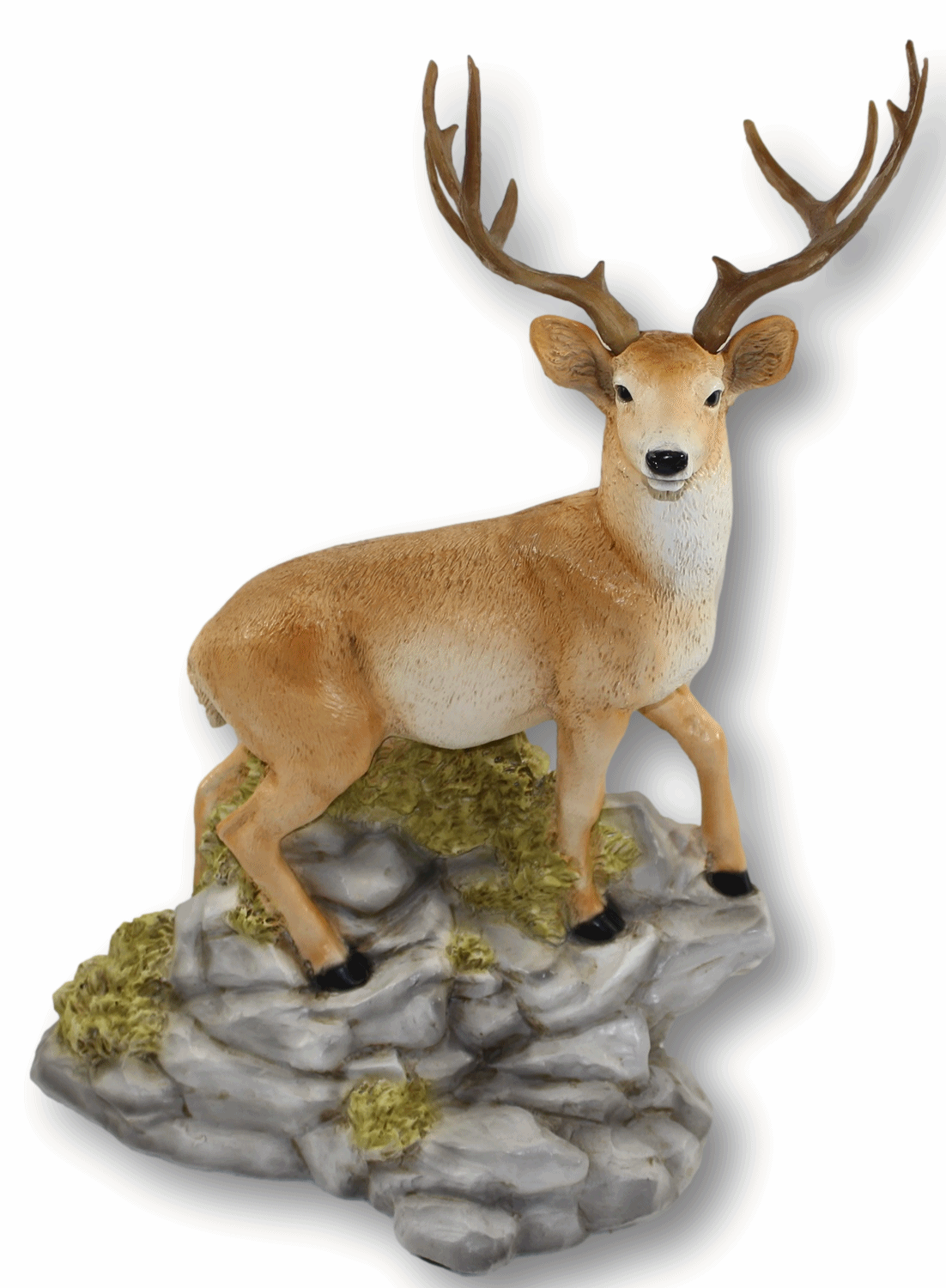 Dekofigur Tierfigur Wildrot Hirsch auf Felsen stehend Kollektion Castagna aus Resin H 37 cm