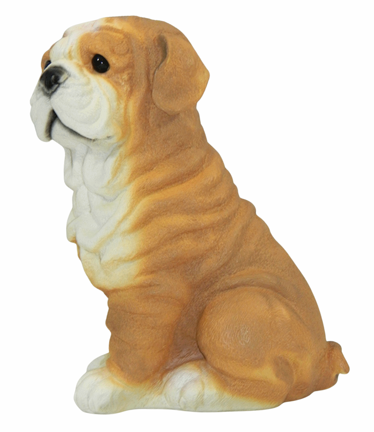 Deko Figur Hund Mops klein H 23 cm mit Bewegungsmelder wau-wau Dekofigur aus Kunststoff