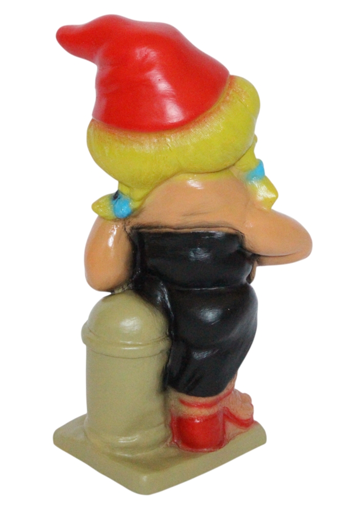 Gartenzwerg Freche Zwergin mit Kurven Höhe 29 cm aus Kunststoff Lustige Zwergenlady im Mini-Outfit