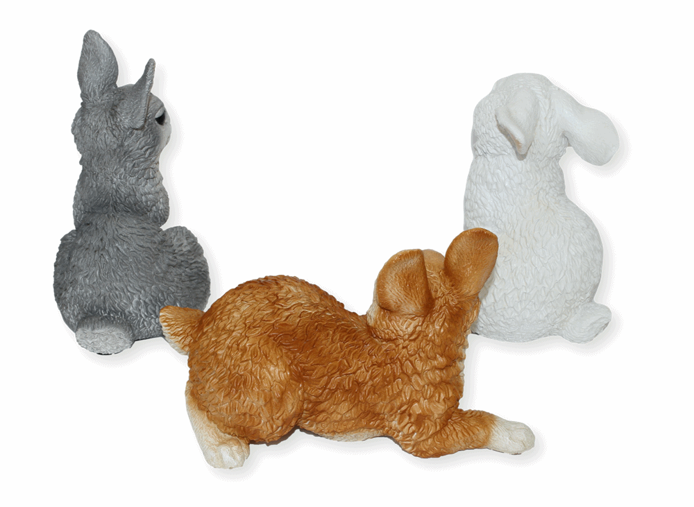 Deko Figur Hasen sitzend und liegend Kollektion Castagna aus Resin/ Kunststein H 16-22 cm Tierfigur