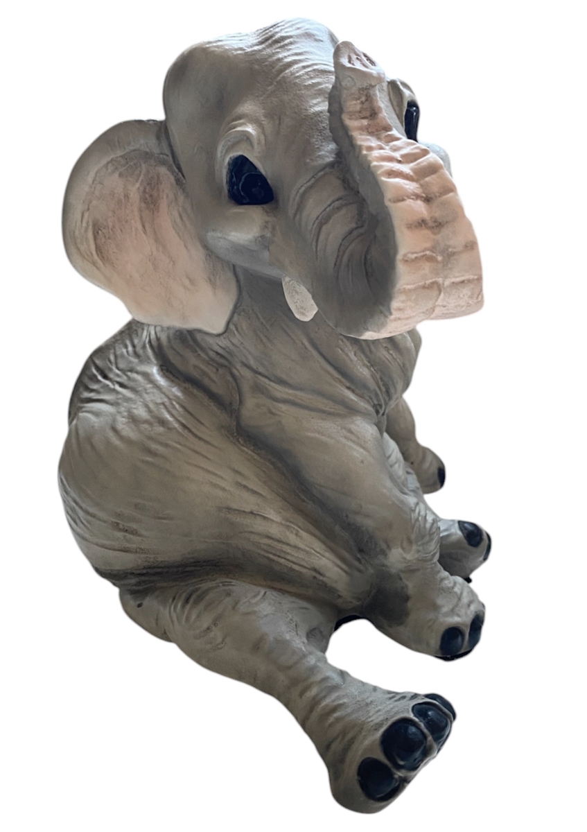 Figur Elefant Baby Elefantenfigur sitzend und lachend Tierfigur  Kollektion Castagna Resin H 19 cm