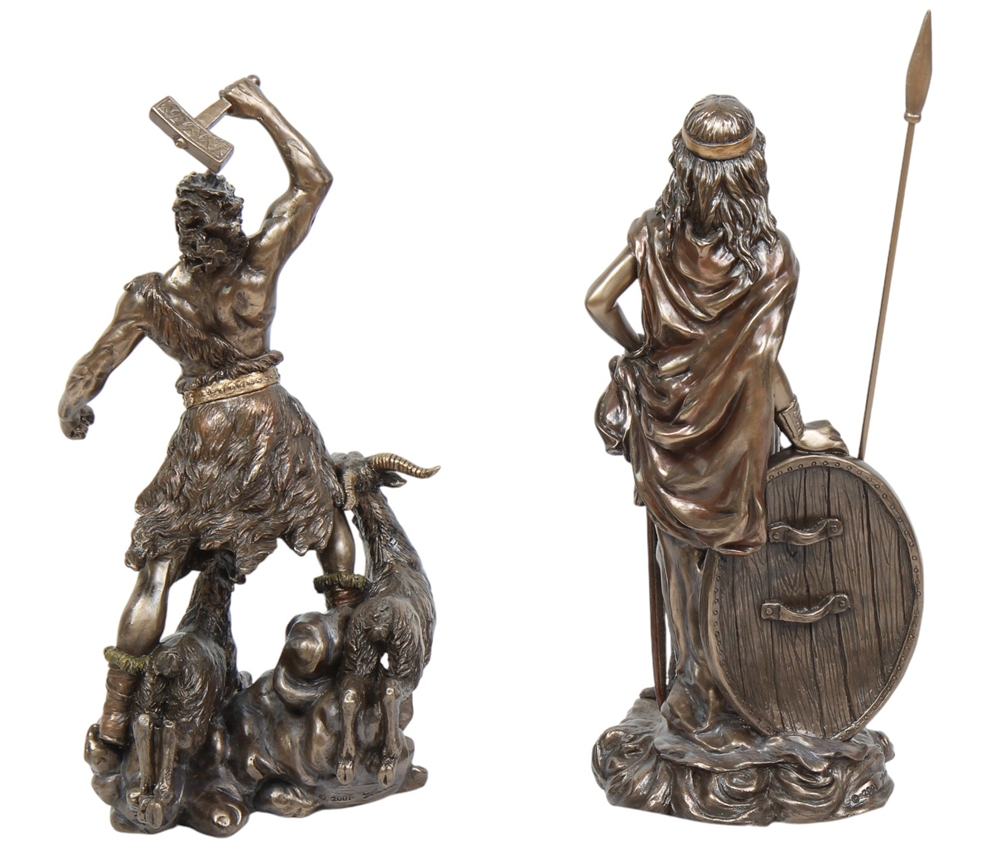 Statuen Set 2 Figuren Freya H 33 cm & Thor H 30 cm Götter aus nordischer Mythologie Dekofiguren