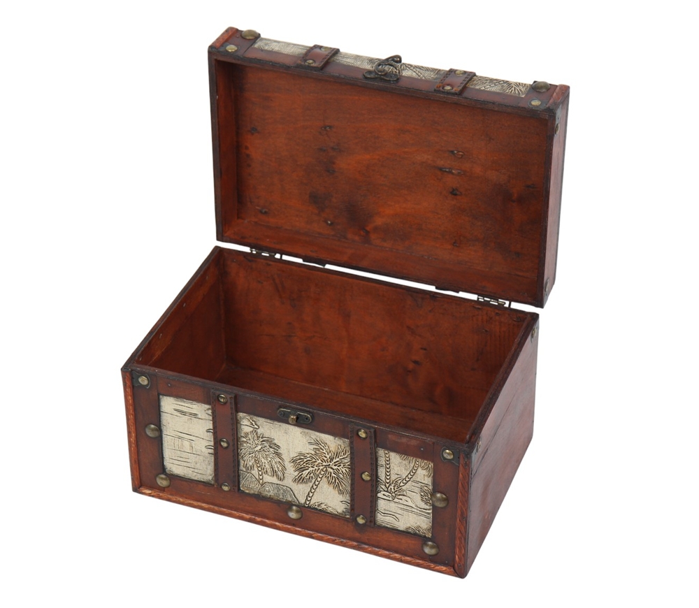 Deko Vintage Koffer 2-er Satz hochwertige dekorative Holztruhen Schatzkisten Retro-Stil L 29/22 cm