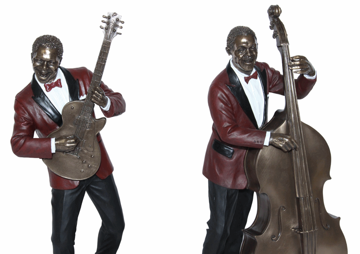 Deko Figur Jazz Musiker Figuren Gitarrist und Bassist H 32 cm Dekofigur Jazz Band