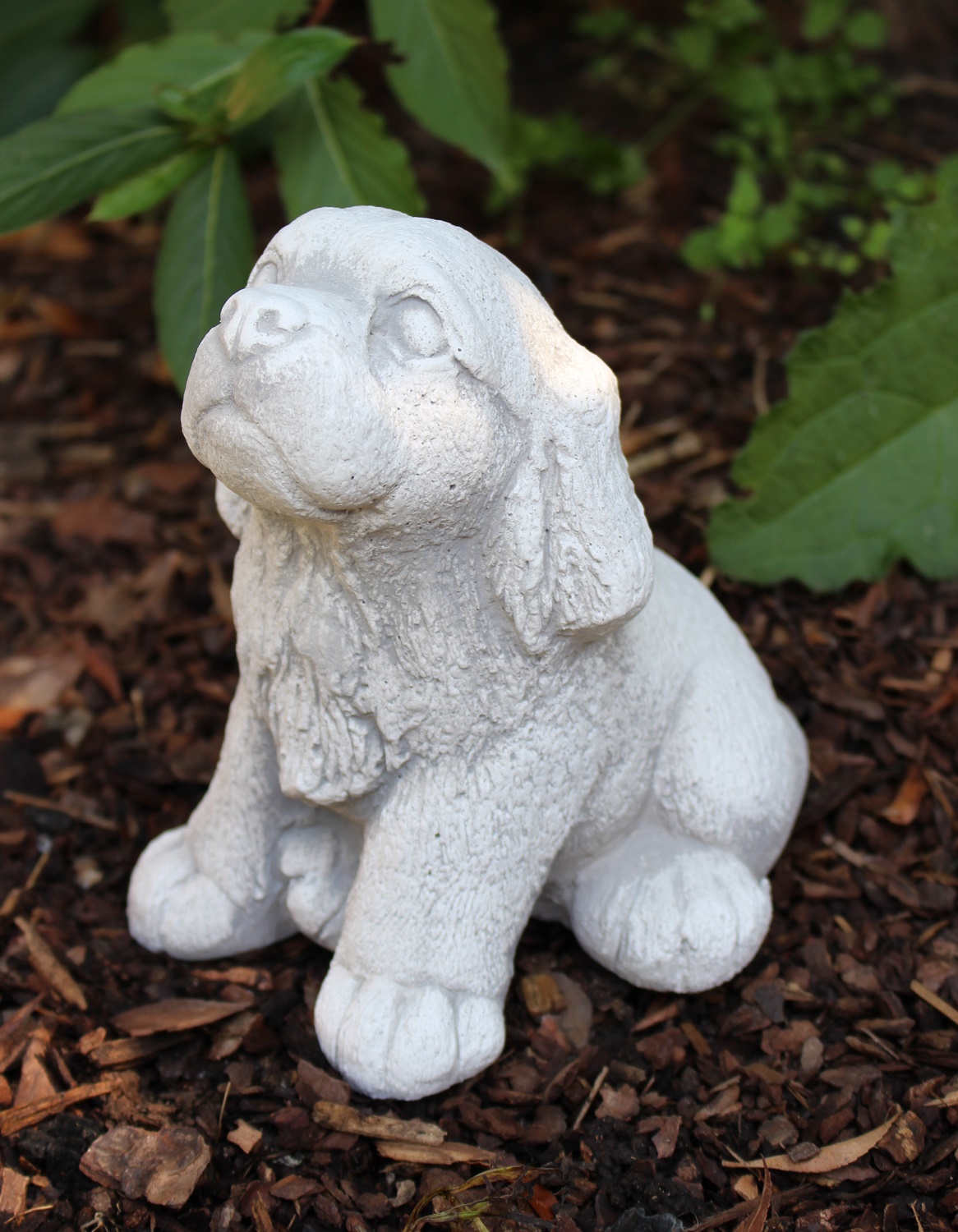 Beton Figur Hund Welpe sitzend H 18 cm Dekofigur klein Gartenfigur