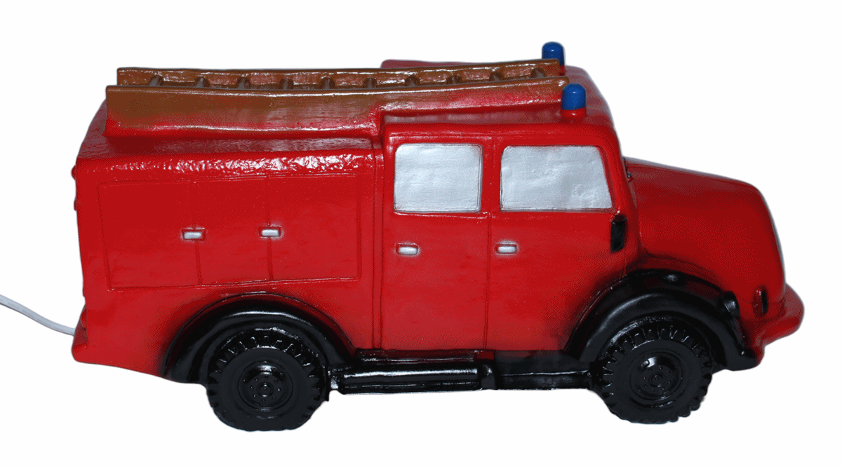 Feuerwehrauto-Lampe Deko-Figur mit Beleuchtung H 18,5 cm Nachttischlampe für Innenbereiche