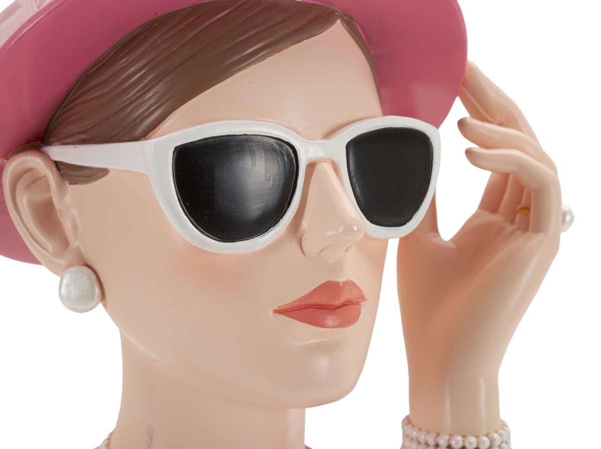 Dekofigur Büste elegante Dame Paris stillvolle charmante Skulptur Art Deco Frauenbüste Pink H 26 cm