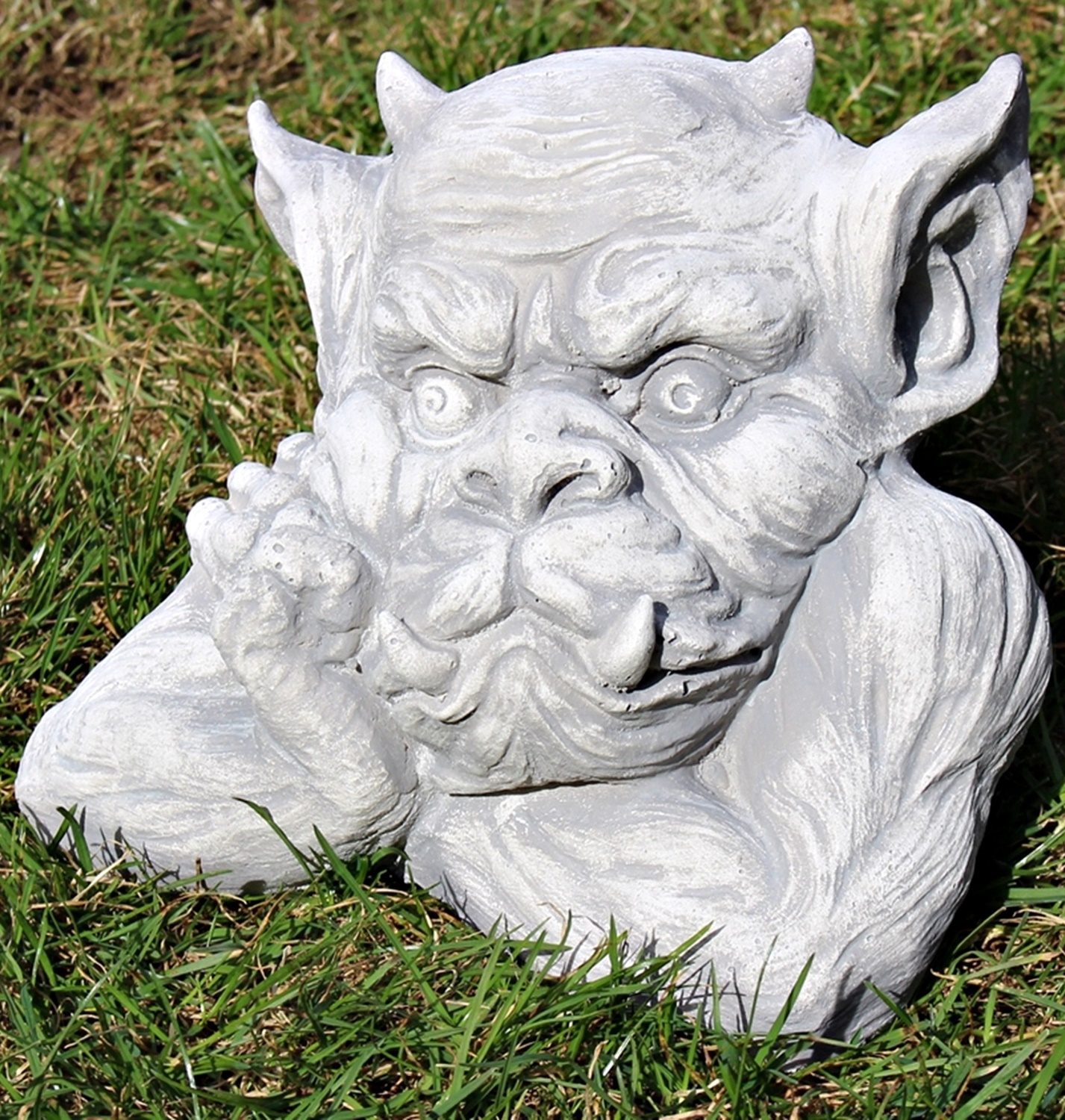 Beton Figur Büste Drache Gargoyle Torwächter H 18 cm Dekofigur und Gartenskulptur