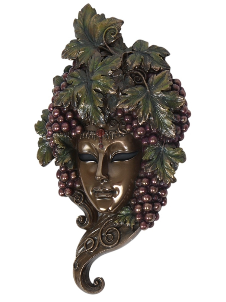 Venezianische Maske „Con l’Uva“ H 30 cm Wanddekoration Dekofigur Maske mit Trauben & Weinlaub