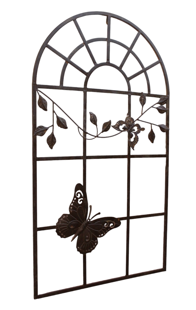 Wanddekoration aus Metall Fenster Schmetterling H 97 cm Wanddeko Wandbild Landhaus Stil Metallbild