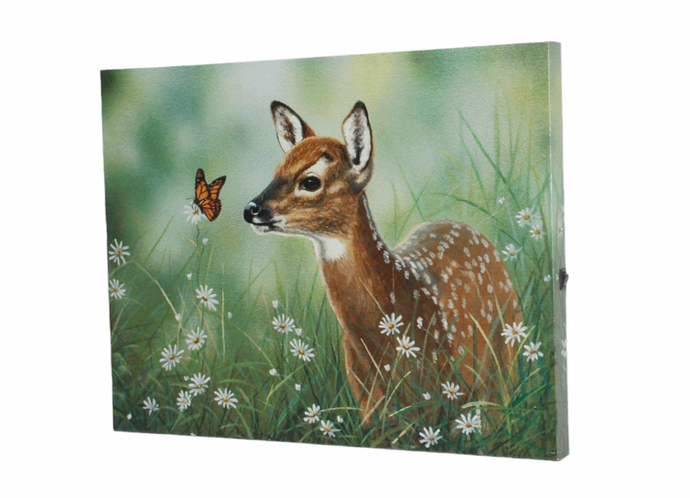 Nostalgie LED-Wandbild Bambi Rehkitz Reh Landhaus Stil 30x40 cm Leinwandbild
