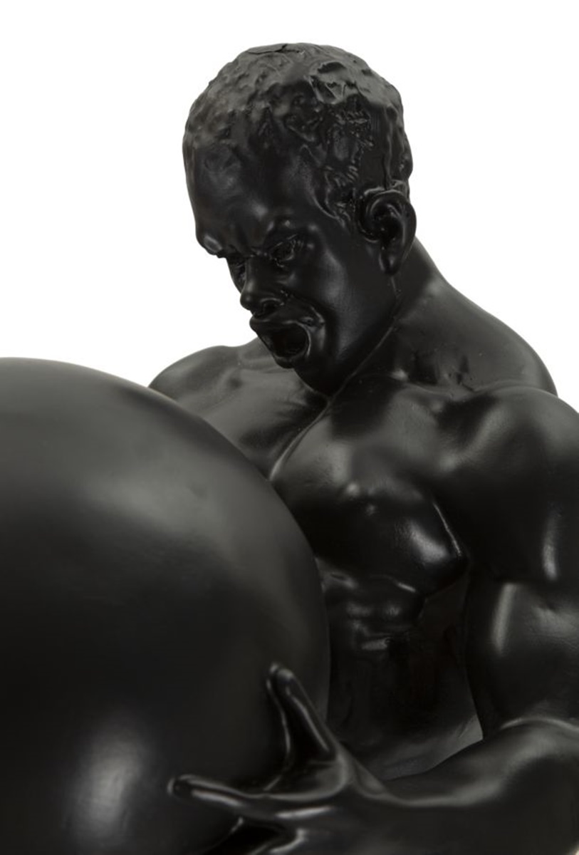 Dekofigur klassische Skulptur Replikat Atlas stehend Statue schwarz griechische Mythologie H 43,5 cm