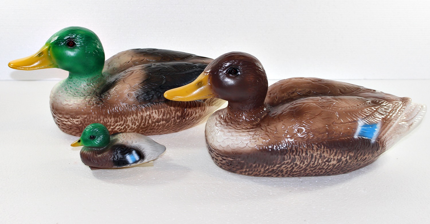 Deko Tier Figur Gartenfigur Entenfamilie Ente, Erpel und Entlein als Satz aus Kunststoff H 7-16 cm