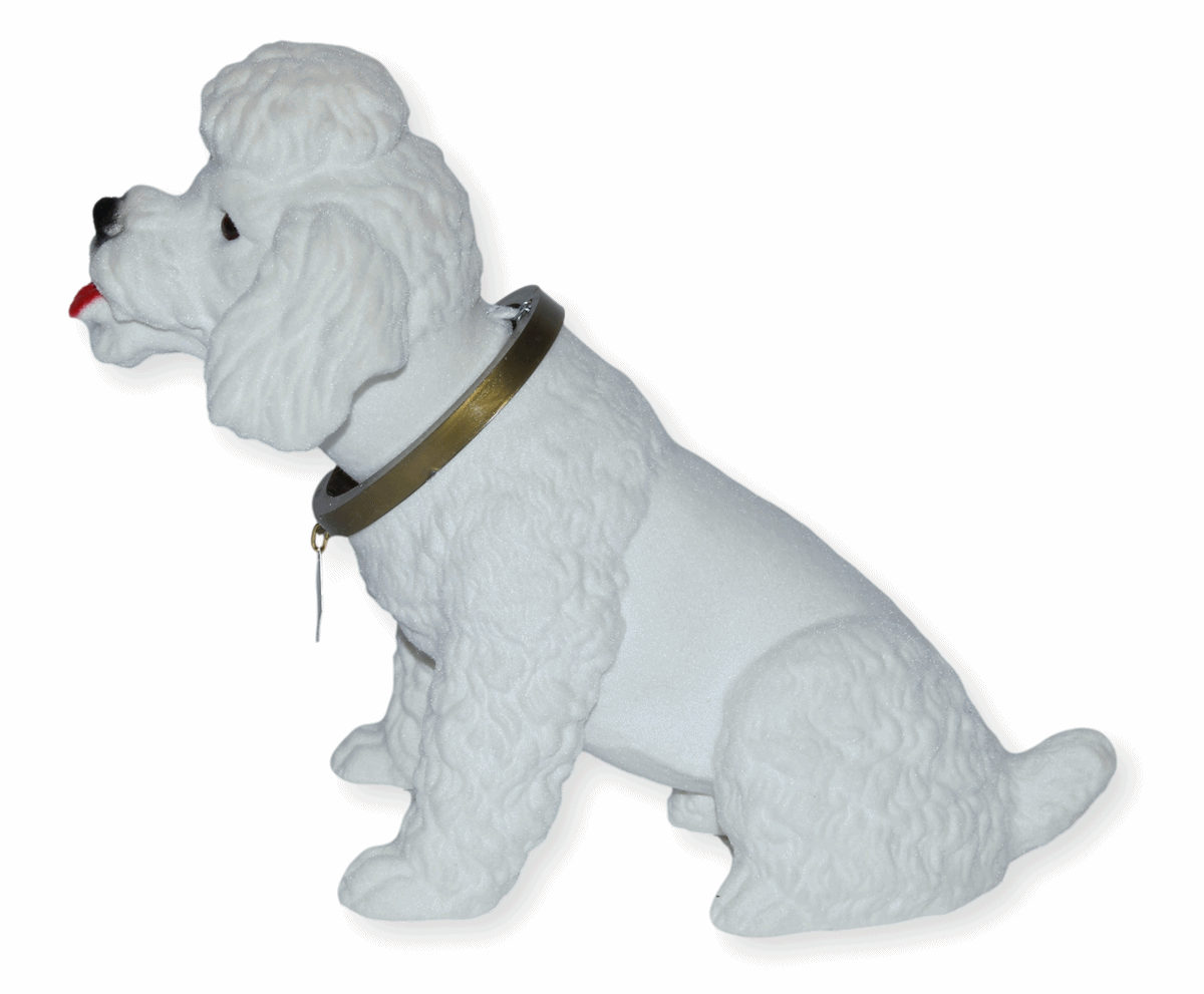 Wackel Figur Hund Pudel weiß Wackelfigur H 20,5 cm groß Dekofigur mit Wackelkopf