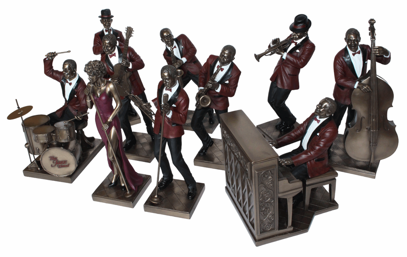 Deko Jazz Figuren 10er Satz Musiker Figuren H 22,5-32 cm Dekofigur Jazz Band