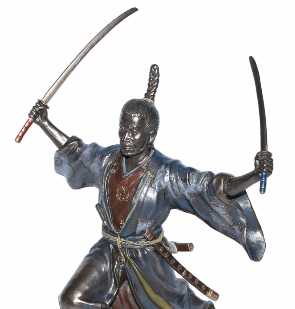 Deko Figur Samurai Art H 22 cm japanischer Krieger im Kimono mit Samurai-Schwertern Figur