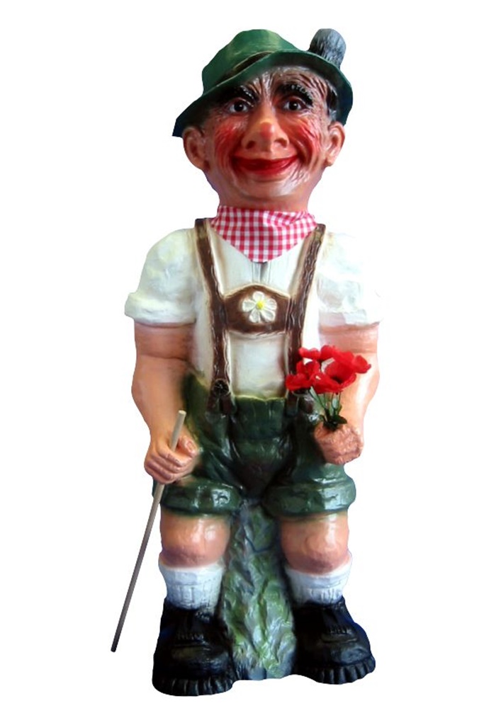 Gartenfigur Seppel Alois stehend großer Bayer in Latzhose H 75 cm Dekofigur aus Kunststoff