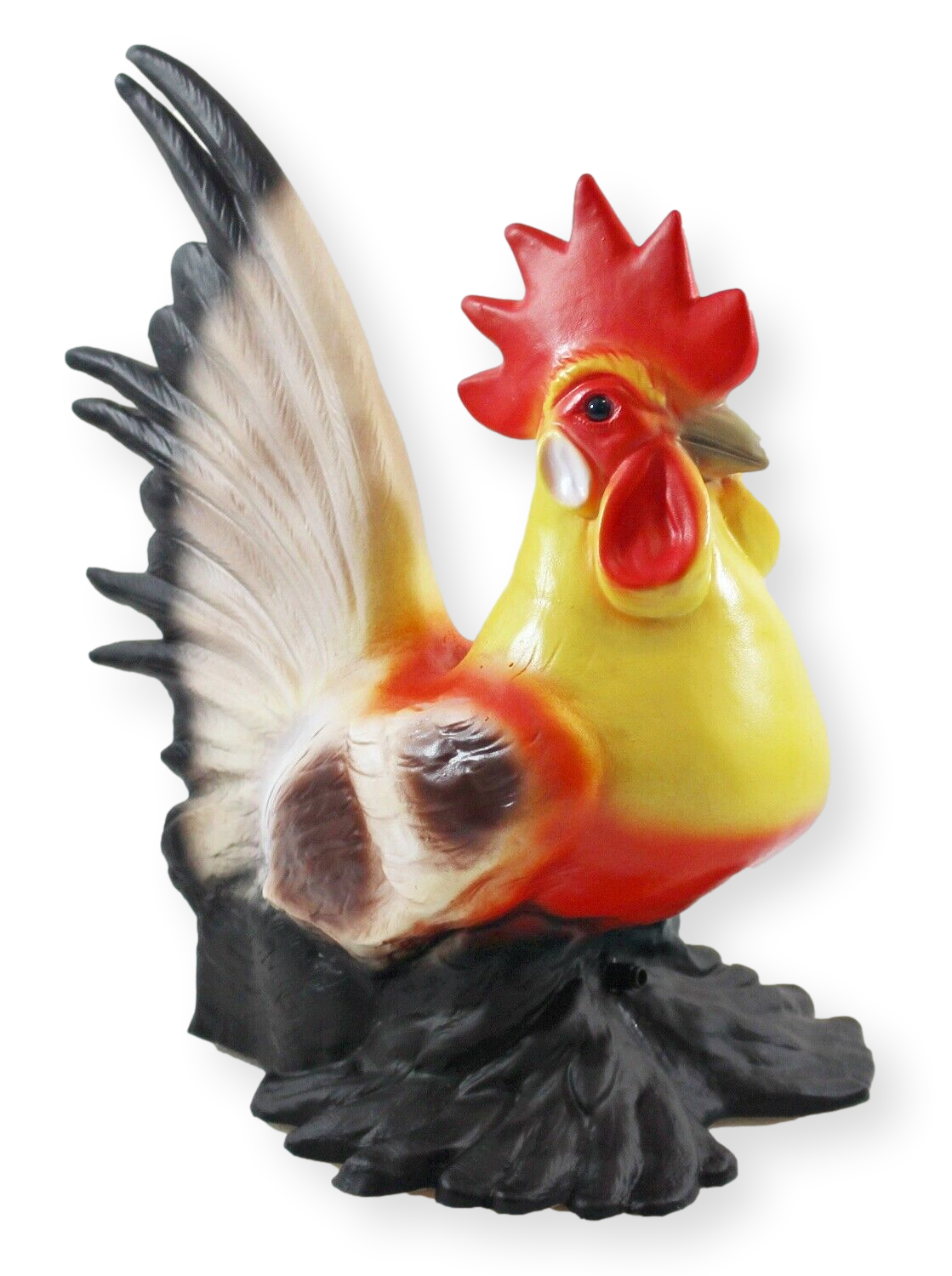 Deko Figur Hahn bunt H 30 cm Hahnfigur Gartenfigur mit Scherz Bewegungsmelder Kikeriki