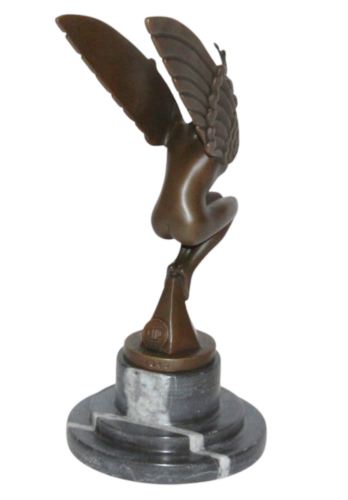 Bronzefigur „Geflügelte Frau“ von Marcel Bonnot – Automobil-Maskottchen, Art Déco, Höhe 24 cm