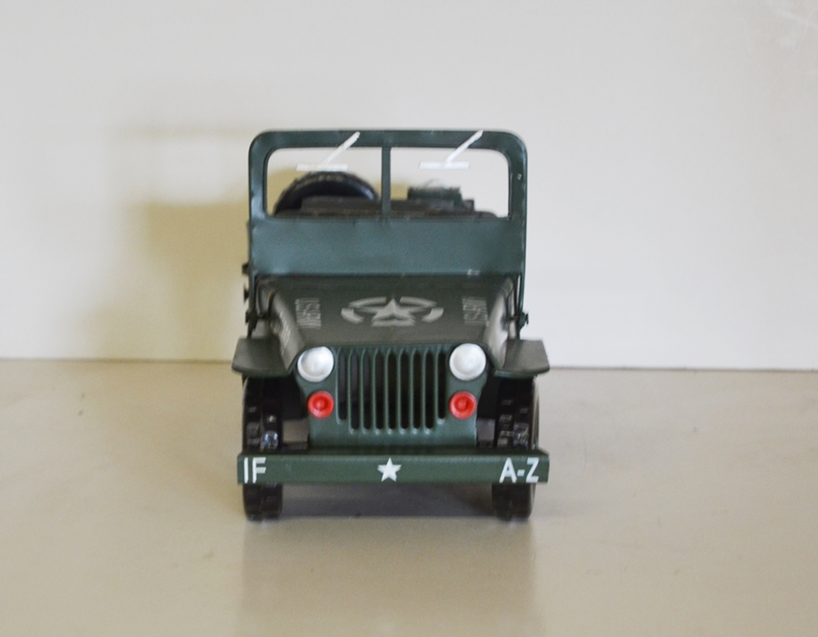 Blechauto Nostalgie Modellauto Oldtimer Automarke Jeep Willys Modell aus Blech L 28 cm