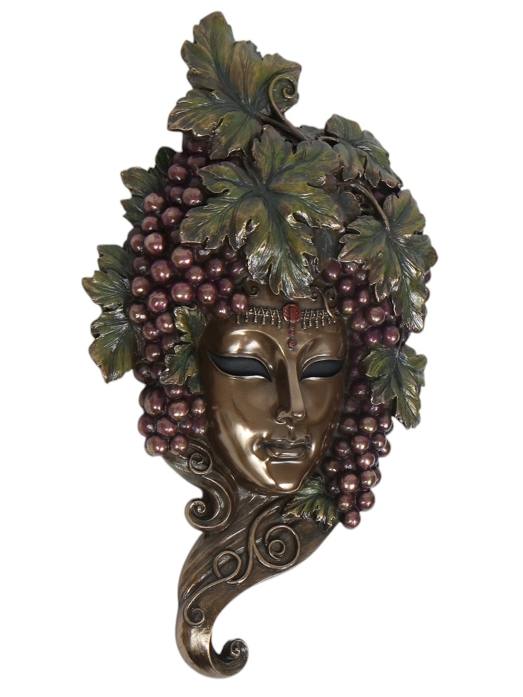 Venezianische Maske „Con l’Uva“ H 30 cm Wanddekoration Dekofigur Maske mit Trauben & Weinlaub