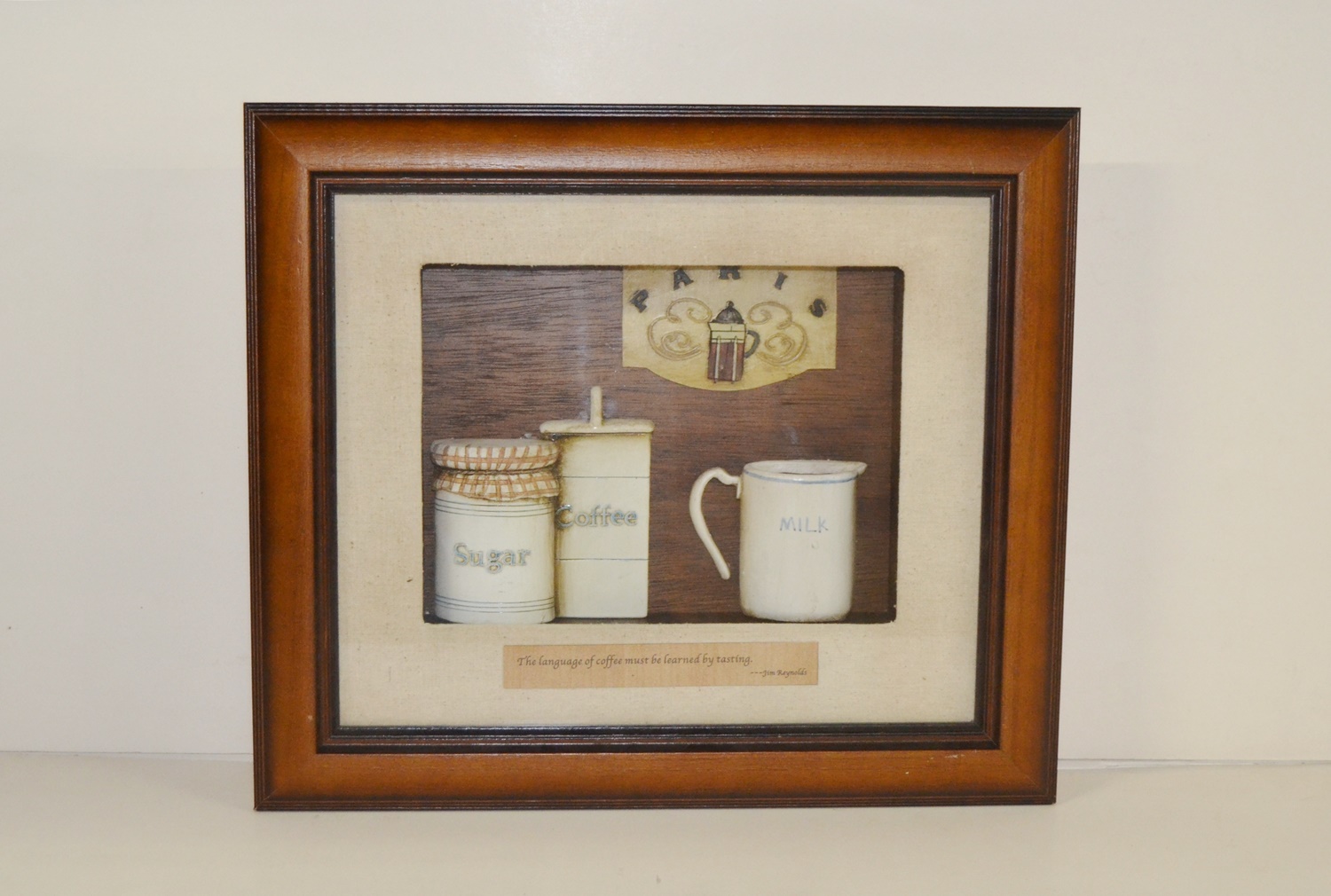 Nostalgie Bild Collagenbild Kaffee Paris Cafe Milch Holzbilderrahmen zweidimensional Foto B 44 cm