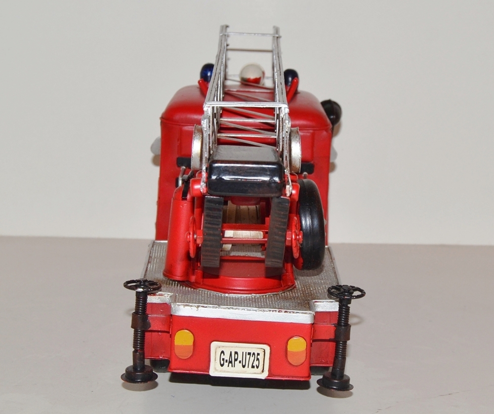 Blechauto Nostalgie Modellauto Oldtimer Mercedes-Benz L 405 Feuerwehr Drehleiter aus Blech L 38 cm